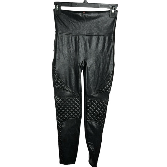 Spanx Black Faux Leather Moto Leggings - Picture 1 of 5